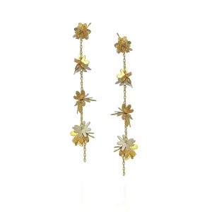 Flora Pom Pom Earrings in Yellow Gold Plate
