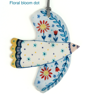 Hanging Folk Bird, Floral Bloom Dot