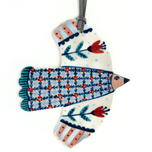 Hanging Folk Bird, Gingham Vine Tulip