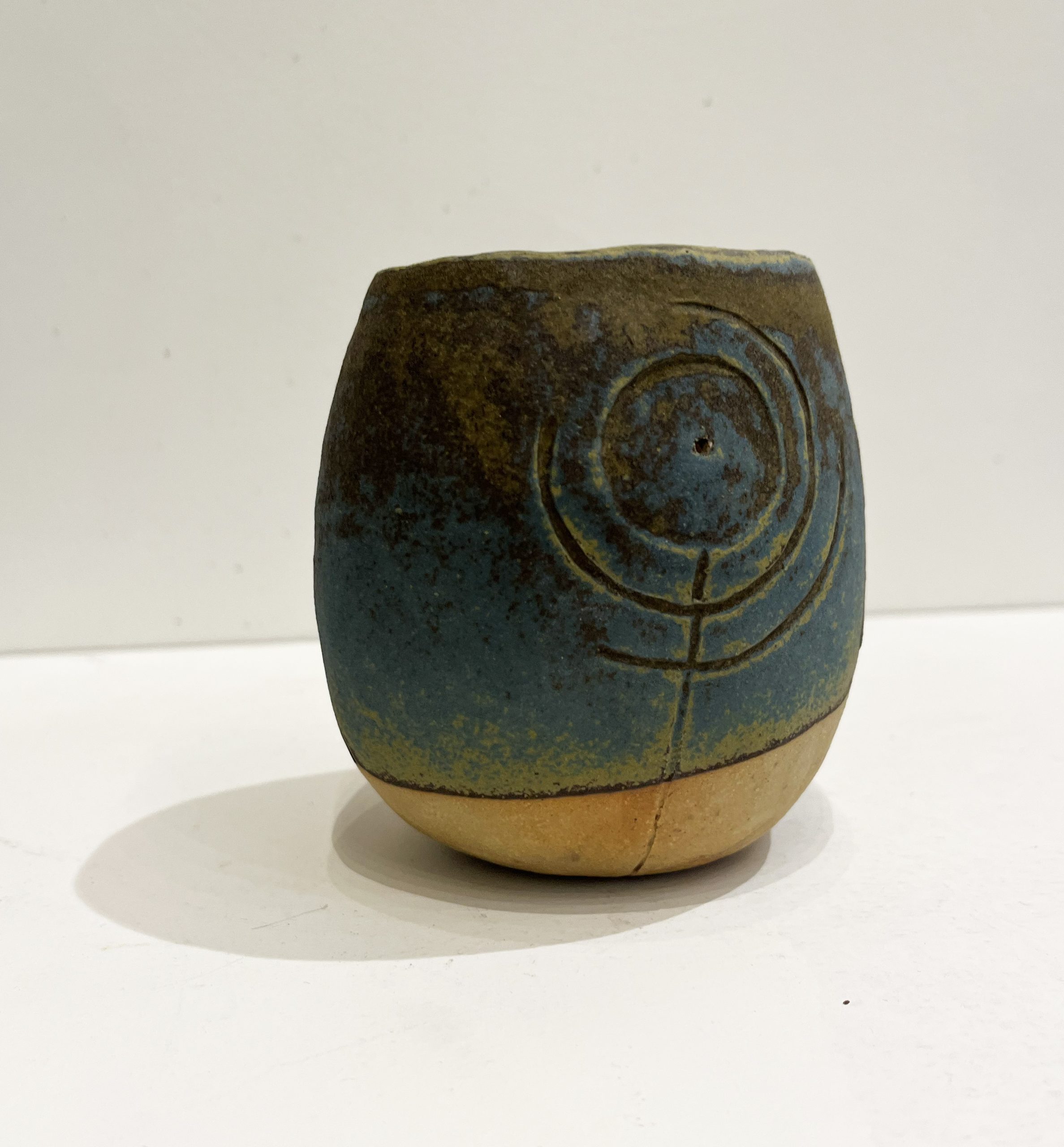 Ring Carved Bottle Vessel, tall