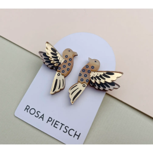 Hummingbird Stud Earrings, cream