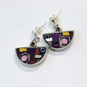 Half Moon Gaudi Earrings, purple