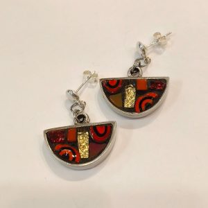 Half Moon Gaudi Earrings, red