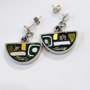 Half Moon Gaudi Earrings, green