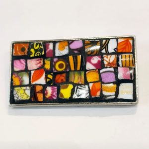 Oblong Mosaic Brooch, Orange