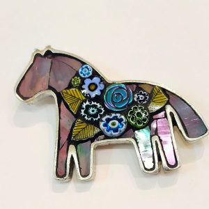 Horse Mosaic Brooch, purple