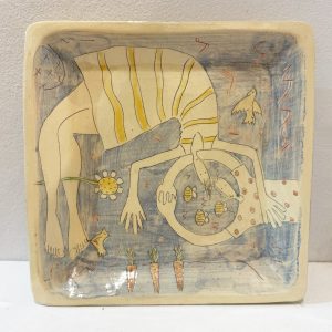 Square Platter Holding Hands