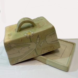 Smelling The Flower Green Butter Dish