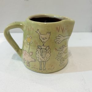 Medium Green Jug with Pig