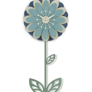 Blue Daisy Pendulum Clock