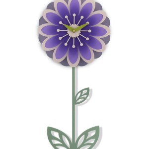 Purple Daisy Pendulum Clock