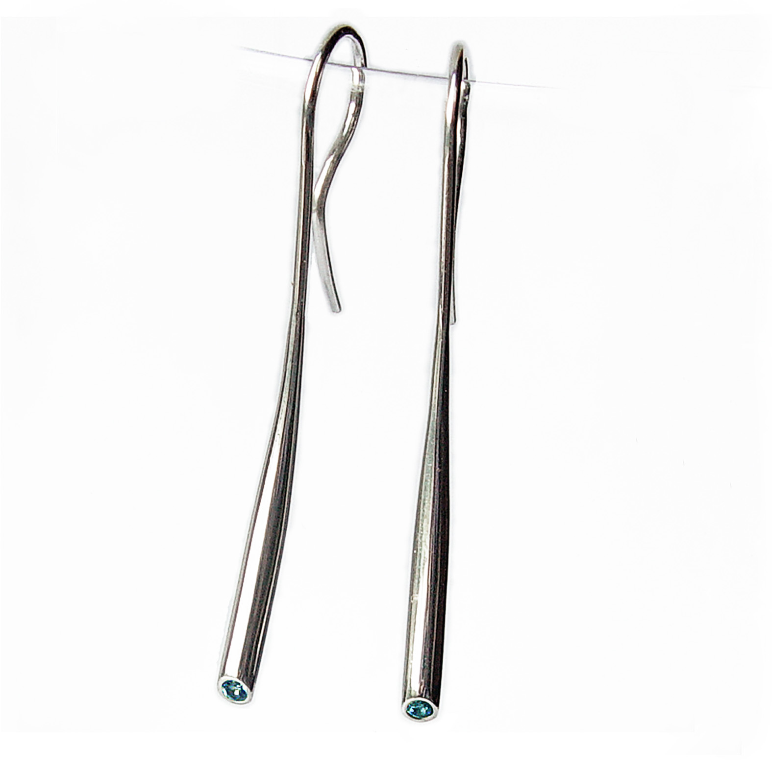 Short Silver Wiggly Drop Earrings - Image 6