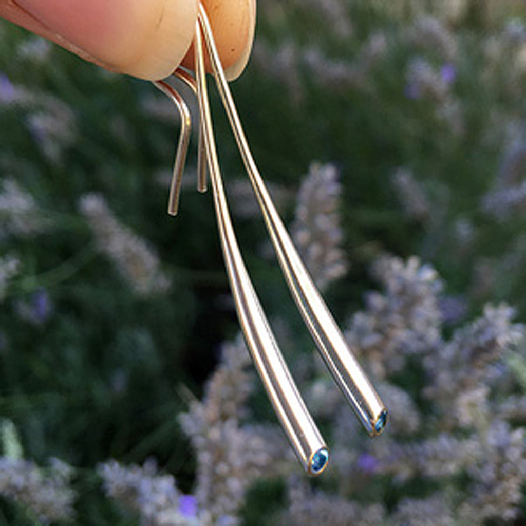 Short Silver Wiggly Drop Earrings - Image 4