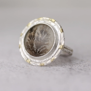 Flux Whirl Dendritic Agate Ring