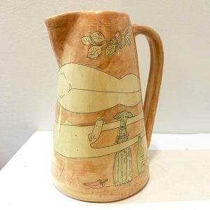 Large Pink Jug with With dancing figures