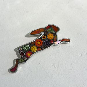 Hare Mosaic Brooch, Orange