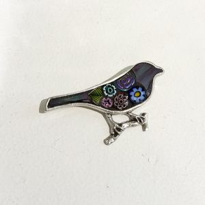 Bird Mosaic Brooch, purple
