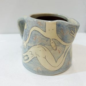 Medium Blue Jug with Wiggly People