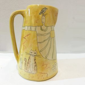 Large Yellow Jug With Crow