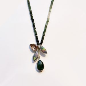 Emerald beaded branch necklace