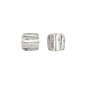 Square Oak studs - silver