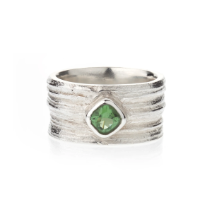 Wide English Oak - silver and cushion cut tourmaline