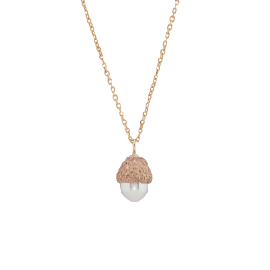 Pearl acorn necklace - bronze