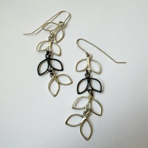 Black and Silver leaf earrings