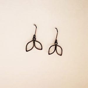 Black Silver Leaf Earrings