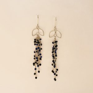 Long Drop Leaf Earrings with Lapis Lazuli