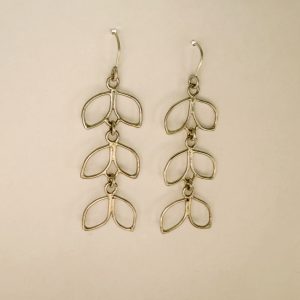 Silver Leaf Earrings, Three drops