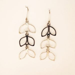Black and Silver leaf earrings