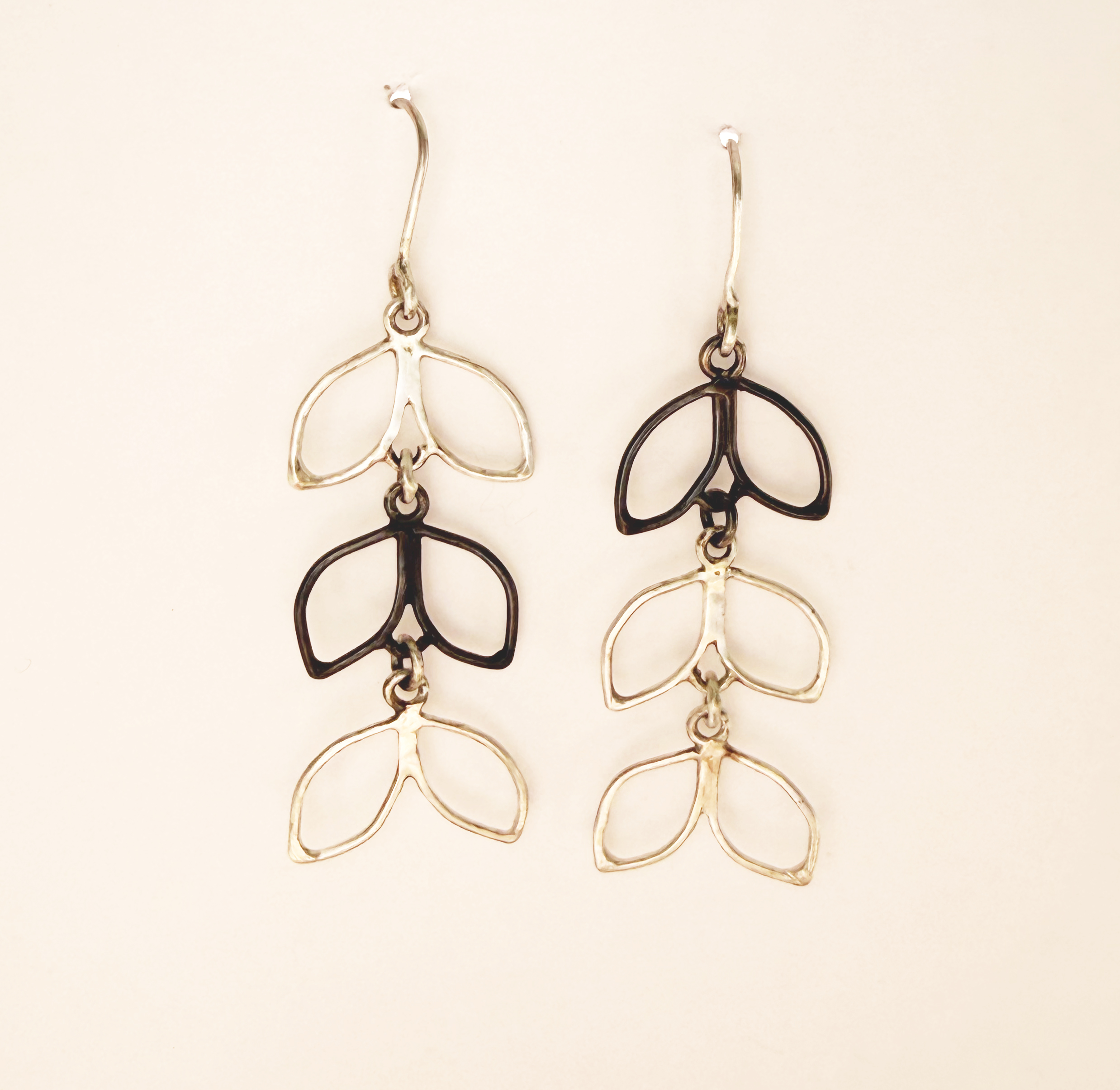 Black and Silver leaf earrings