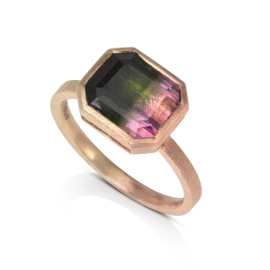 Watermelon Light Pink & Green Tourmaline Parti Ring