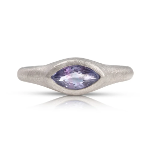 Purple Sapphire & Platinum Signet Ring