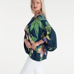 PASSIONFLOWER SHORT KIMONO PETROL