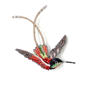 Crimson Topaz Hummingbird Brooch Pin