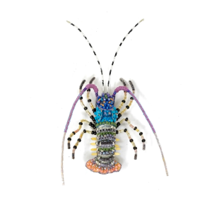 Ornate Painted Lobster Brooch Pin