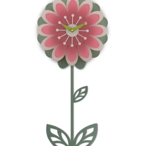 Pink Daisy Pendulum Clock