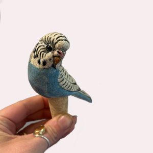 Blue Budgie bottle stopper