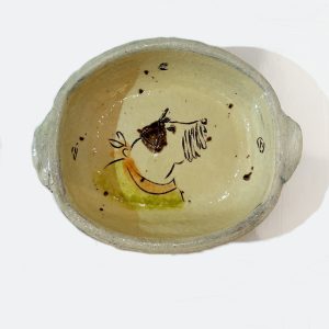Oval Pie Dish, Wiry Dog