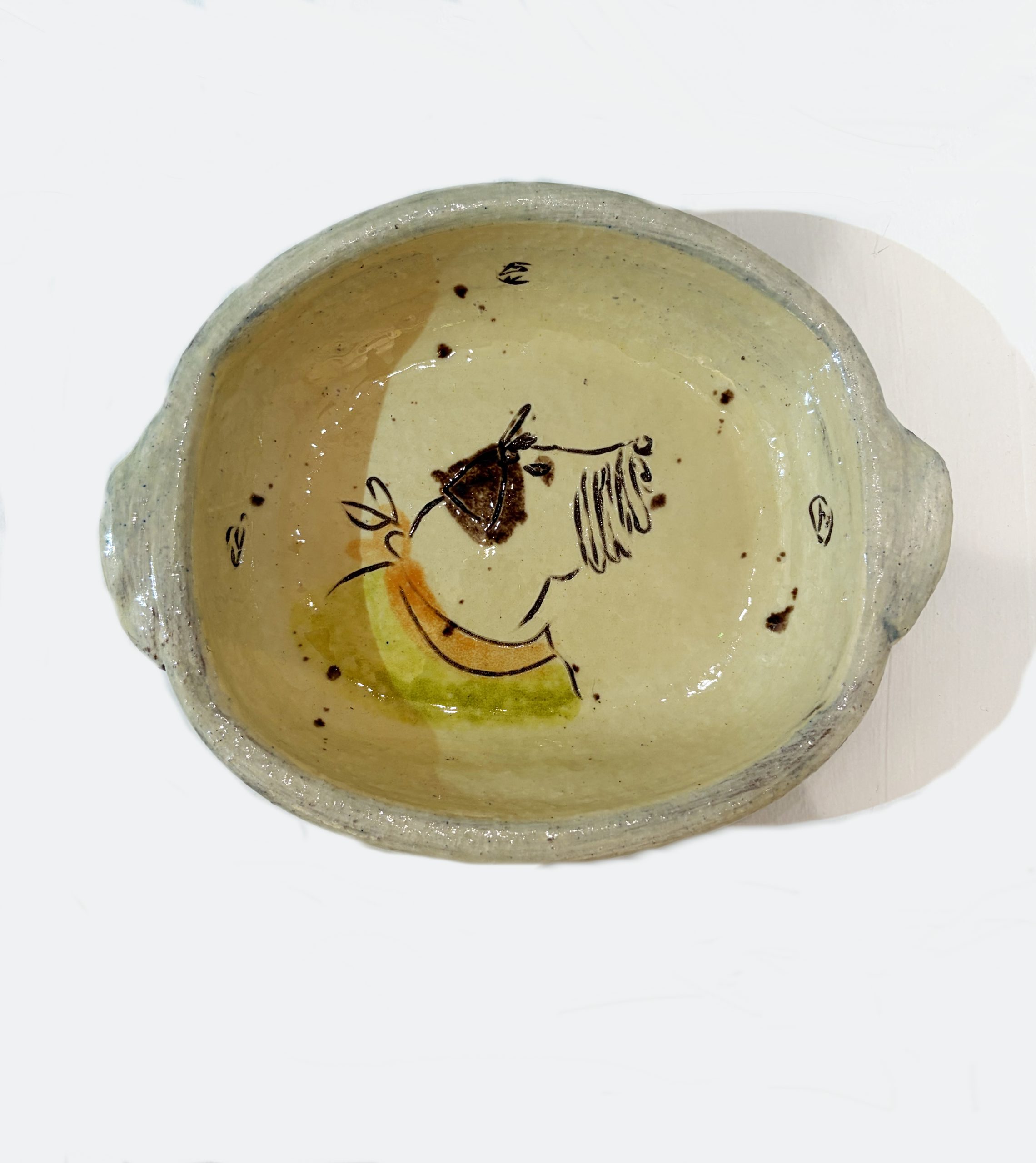 Oval Pie Dish, Wiry Dog