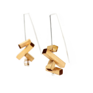 Jumble Architectural Drop Earrings | Silver & Gold