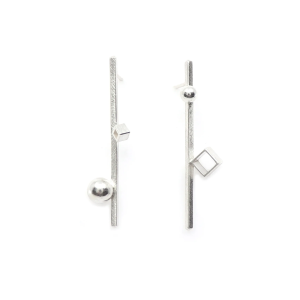 Bumble Drop Bar Architectural Earrings | Silver