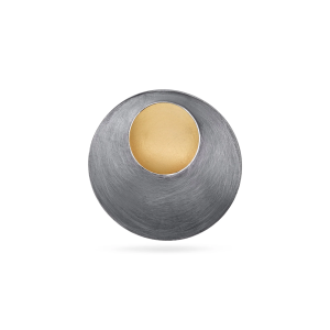 Oxidised silver and gold plated inlay Pebble Circle brooch