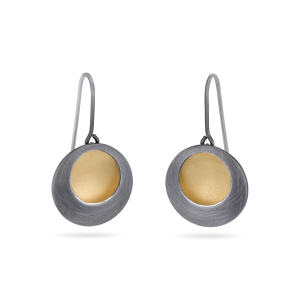 Oxidised silver and gilt Pebble Drop earrings