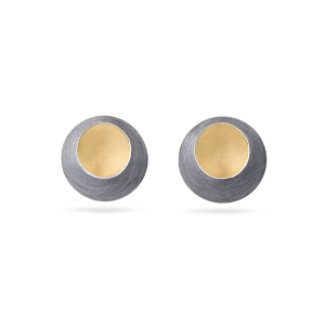 Oxidised silver and gilt Pebble stud earrings