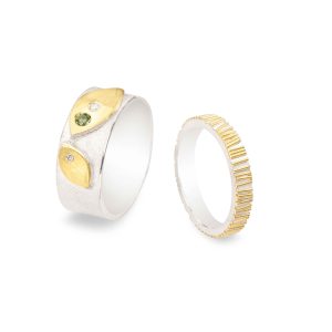 Foliage ring, with Montana Sapphire and diamonds